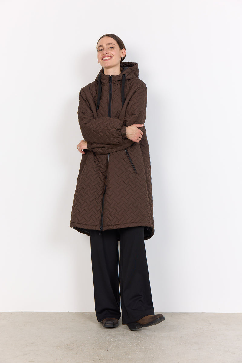 FENYA HOODED COAT HOT FUDGE