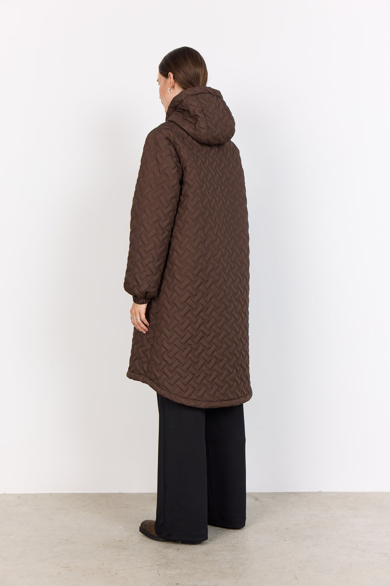 FENYA HOODED COAT HOT FUDGE