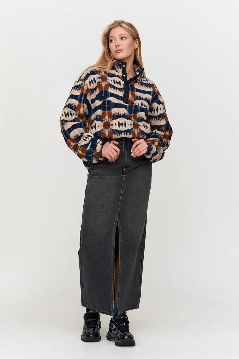 FLEECE MULTI PRINT PULLOVER