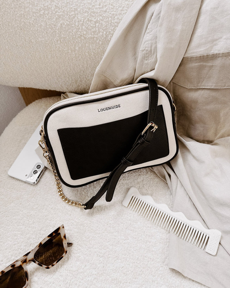 JOLENE WOVEN CROSSBODY BLACK