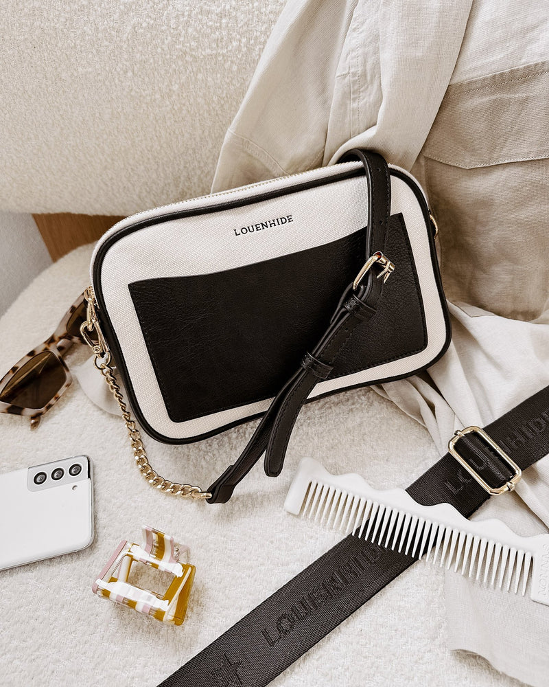 JOLENE WOVEN CROSSBODY BLACK