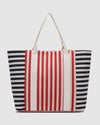 SORRENTO CANVAS BEACH BAG RED NAVY