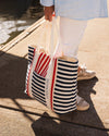 SORRENTO CANVAS BEACH BAG RED NAVY