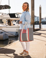 SORRENTO CANVAS BEACH BAG RED NAVY