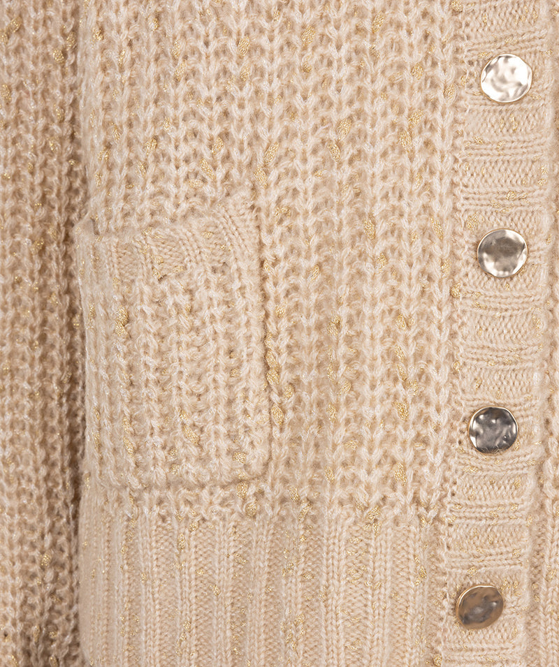 OVERSIZED LUREX CARDIGAN LIGHT SAND