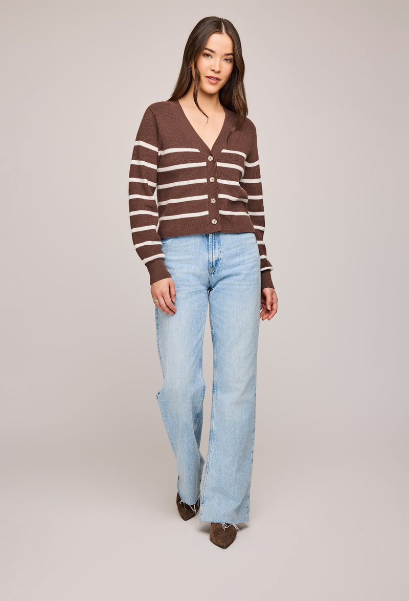 EDEN CARDIGAN BRUNETTE STRIPE