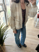 STRIPE COTTON CARDIGAN CREAM