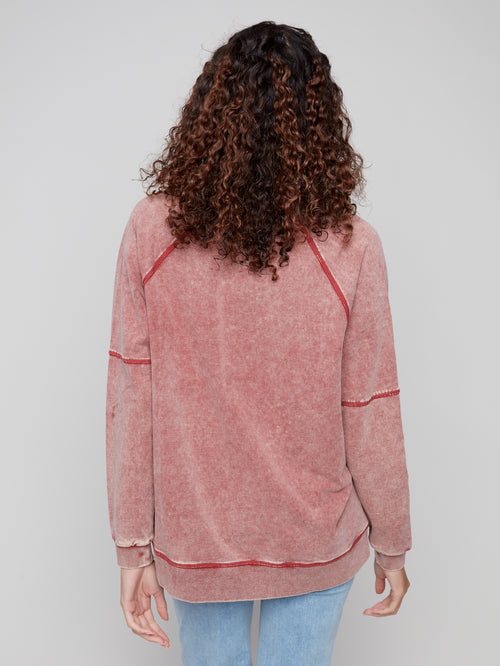 COLD DYE FRENCH TERRY TOP CABERNET