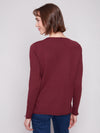 BASIC LONG SLEEVE V NECK SWEATER BURGUNDY
