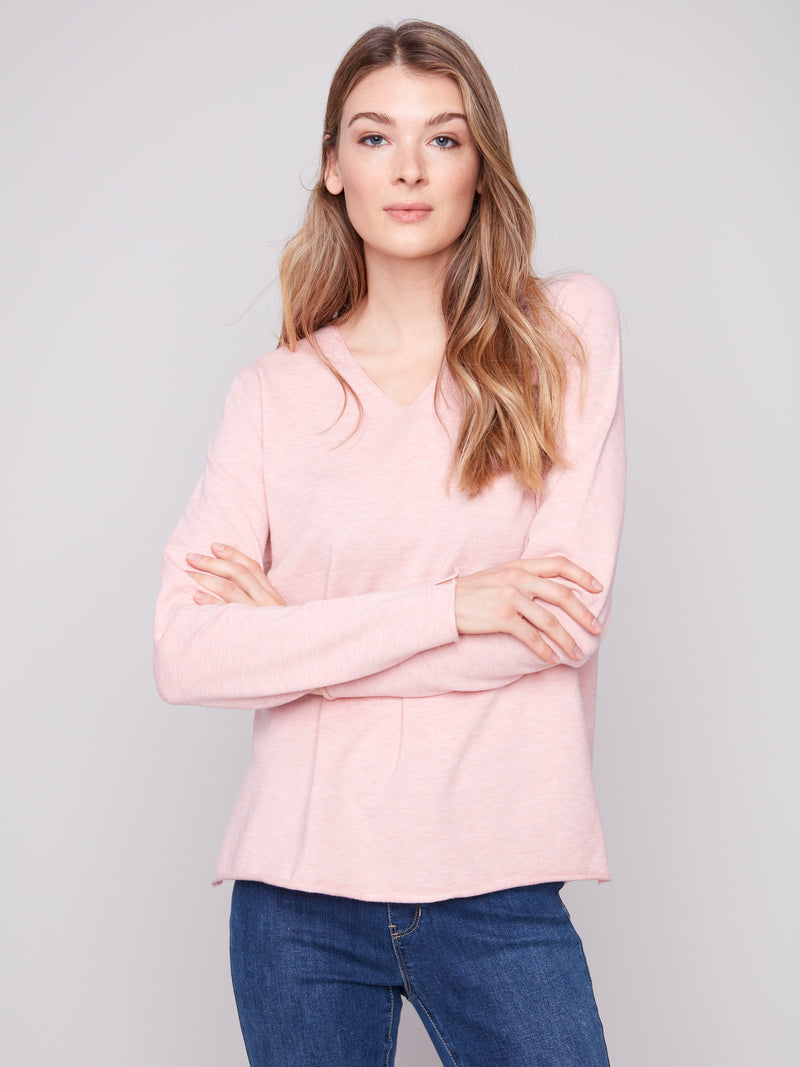 BASIC LONG SLEEVE V NECK SWEATER