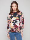 PRINT PLUSH MOCK NECK SWEATER