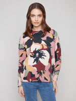 PRINT PLUSH MOCK NECK SWEATER