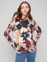 PRINT PLUSH MOCK NECK SWEATER