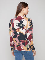 PRINT PLUSH MOCK NECK SWEATER