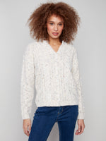 NOTCH NECK  FLEX YARN SWEATER