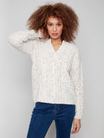 NOTCH NECK  FLEX YARN SWEATER