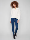 NOTCH NECK  FLEX YARN SWEATER