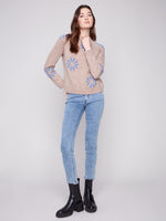 YARN RAGLAN MOCK NECK SWEATER