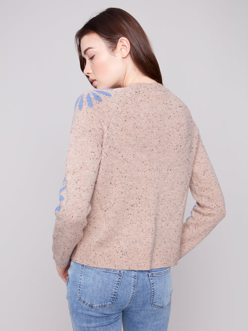 YARN RAGLAN MOCK NECK SWEATER
