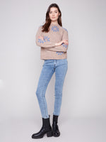 YARN RAGLAN MOCK NECK SWEATER