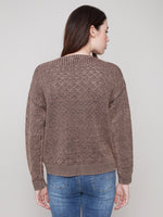 COTTON BLEND POINTELLE CREW NECK