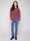 COTTON BLEND POINTELLE CREW NECK CABERNET