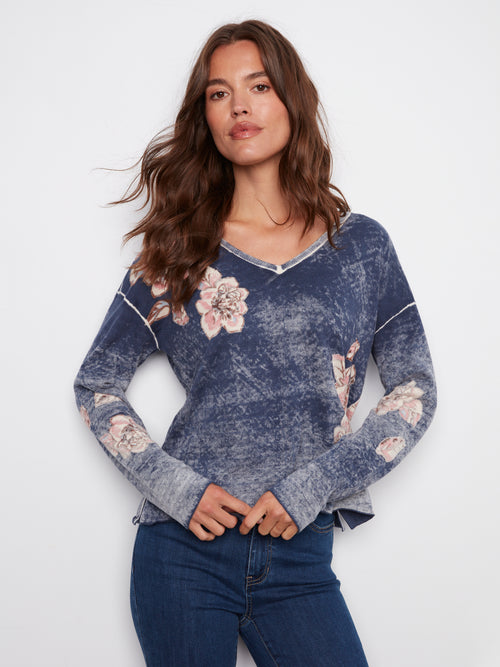 REVERSIBLE FLORAL SWEATER