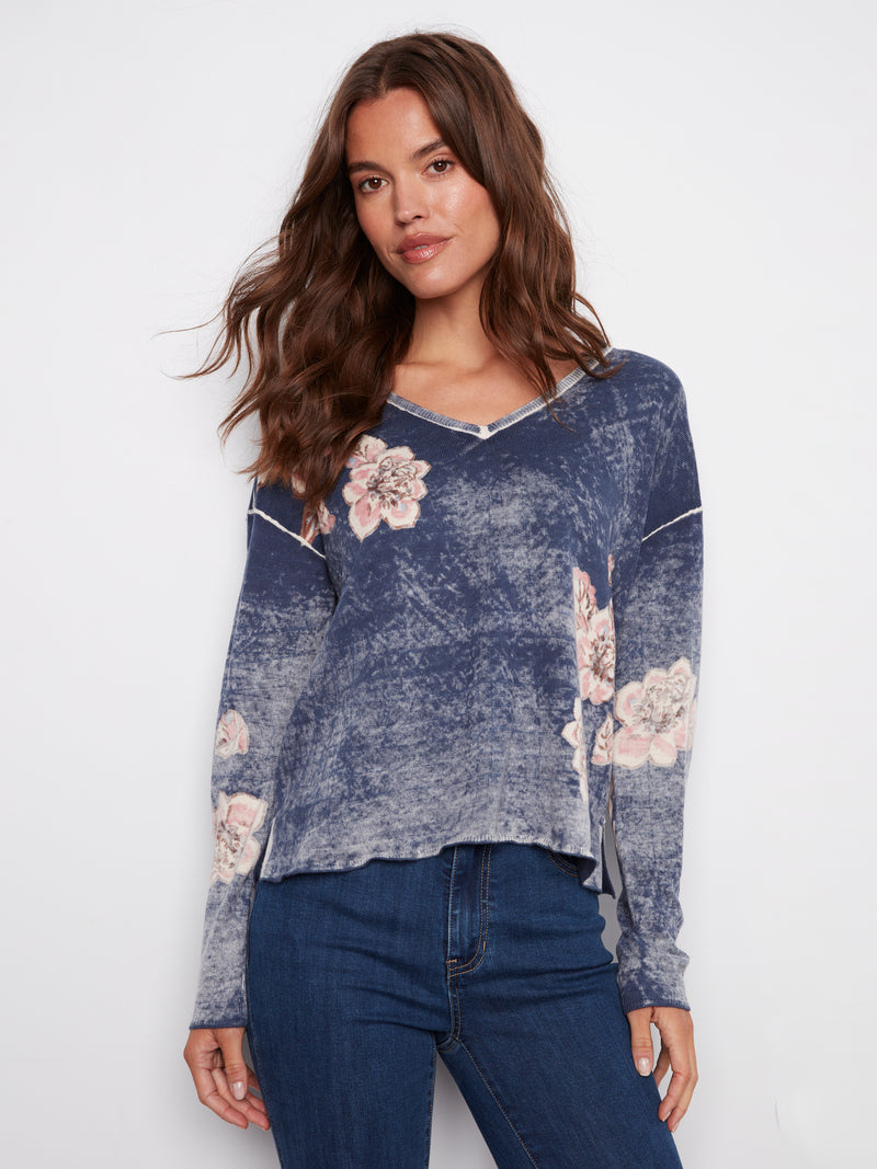 REVERSIBLE FLORAL SWEATER