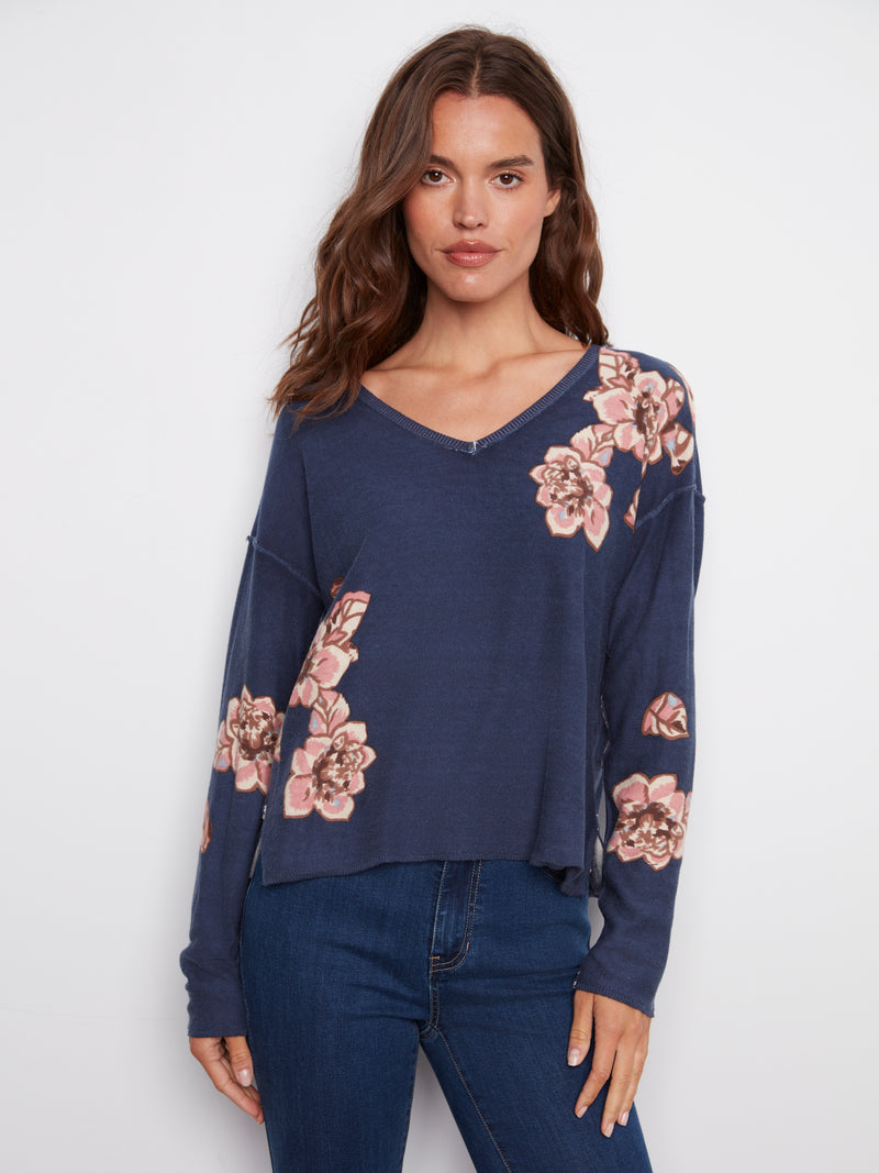 REVERSIBLE FLORAL SWEATER