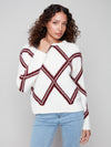 CREW NECK DIAMOND INTARSIA SWEATER
