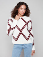 CREW NECK DIAMOND INTARSIA SWEATER