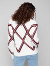 CREW NECK DIAMOND INTARSIA SWEATER