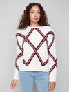 CREW NECK DIAMOND INTARSIA SWEATER