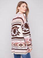 LONG JAQUARD CARDIGAN W PATCH POCKET