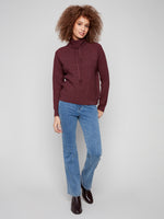TEXTURED COWL NECK SWEATER