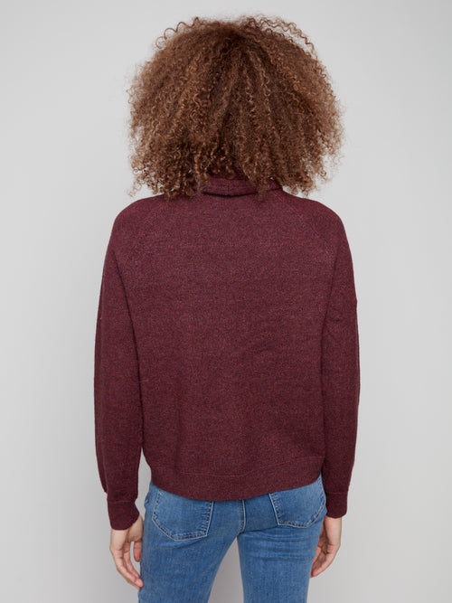 TEXTURED COWL NECK SWEATER