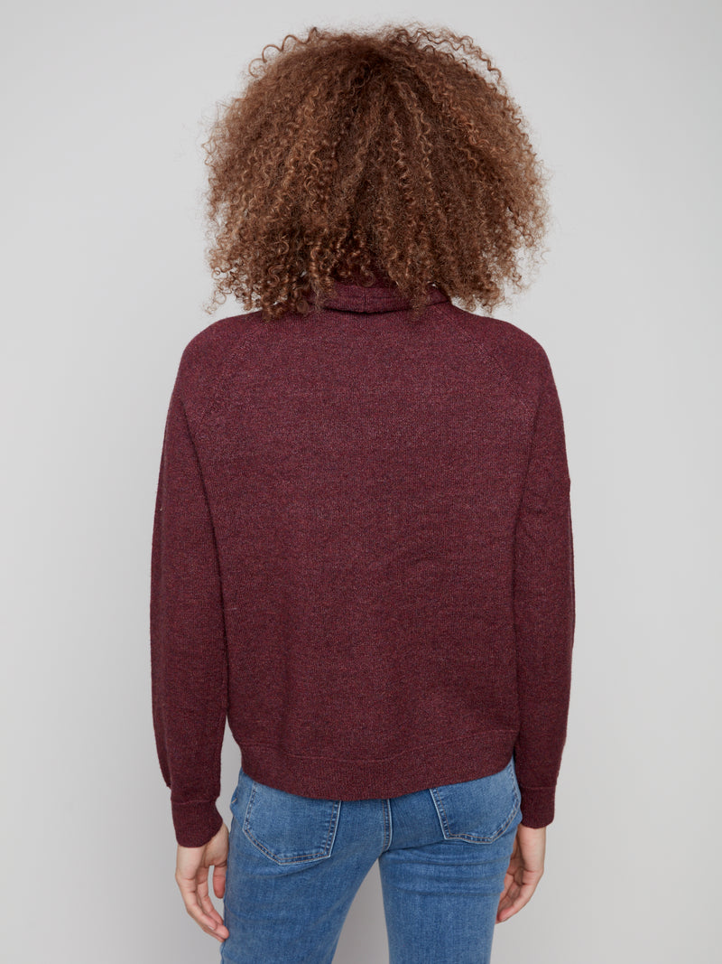 TEXTURED COWL NECK SWEATER