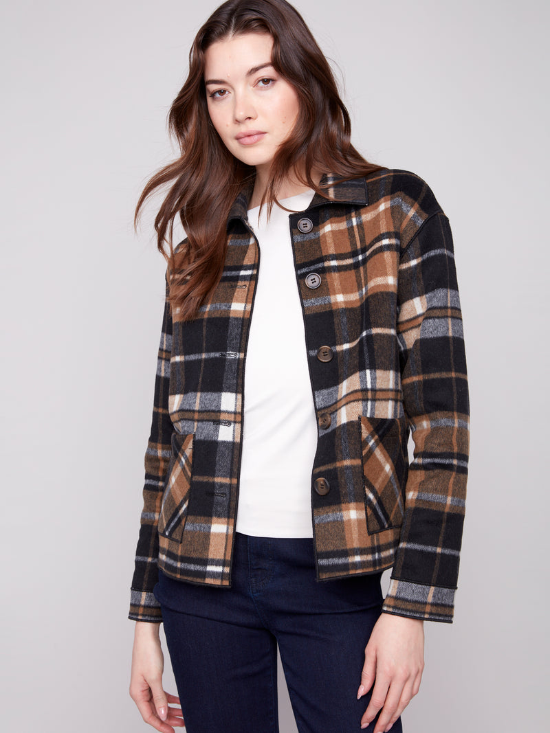 REVERSIBLE PLAID JACKET COCOA