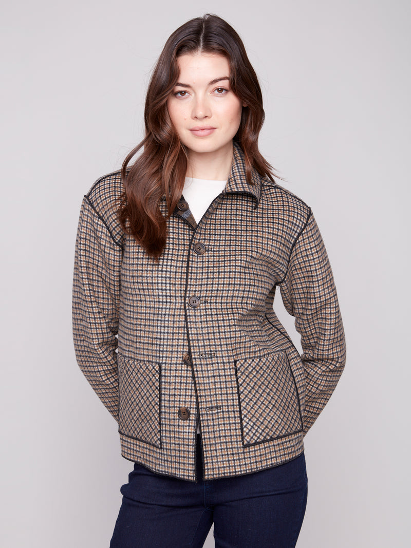 REVERSIBLE PLAID JACKET COCOA