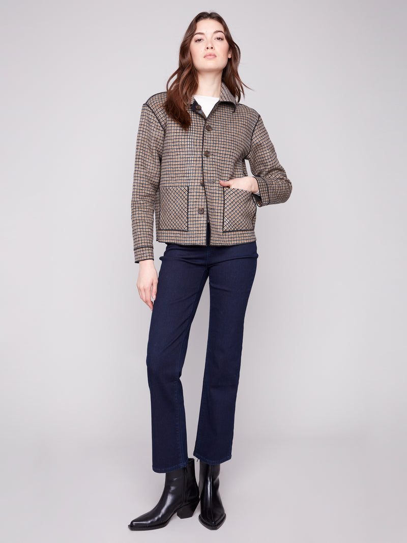 REVERSIBLE PLAID JACKET COCOA