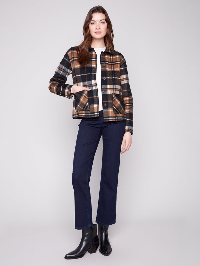 REVERSIBLE PLAID JACKET COCOA
