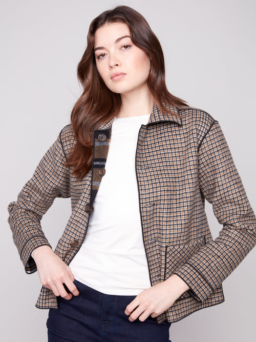 REVERSIBLE PLAID JACKET COCOA