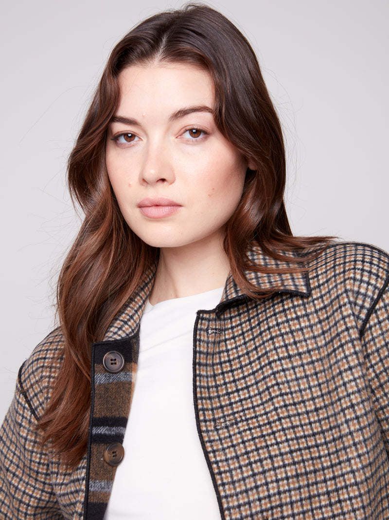 REVERSIBLE PLAID JACKET COCOA