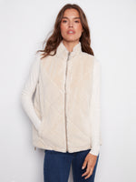 REVERSIBLE NYLON FAUX FUR VEST