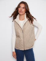 REVERSIBLE NYLON FAUX FUR VEST