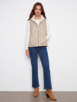 REVERSIBLE NYLON FAUX FUR VEST