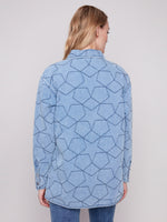 STAR QUILTED DENIM JACKET LT BLUE