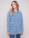 STAR QUILTED DENIM JACKET LT BLUE