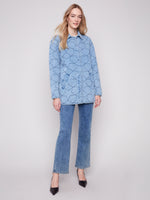 STAR QUILTED DENIM JACKET LT BLUE