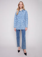 STAR QUILTED DENIM JACKET LT BLUE